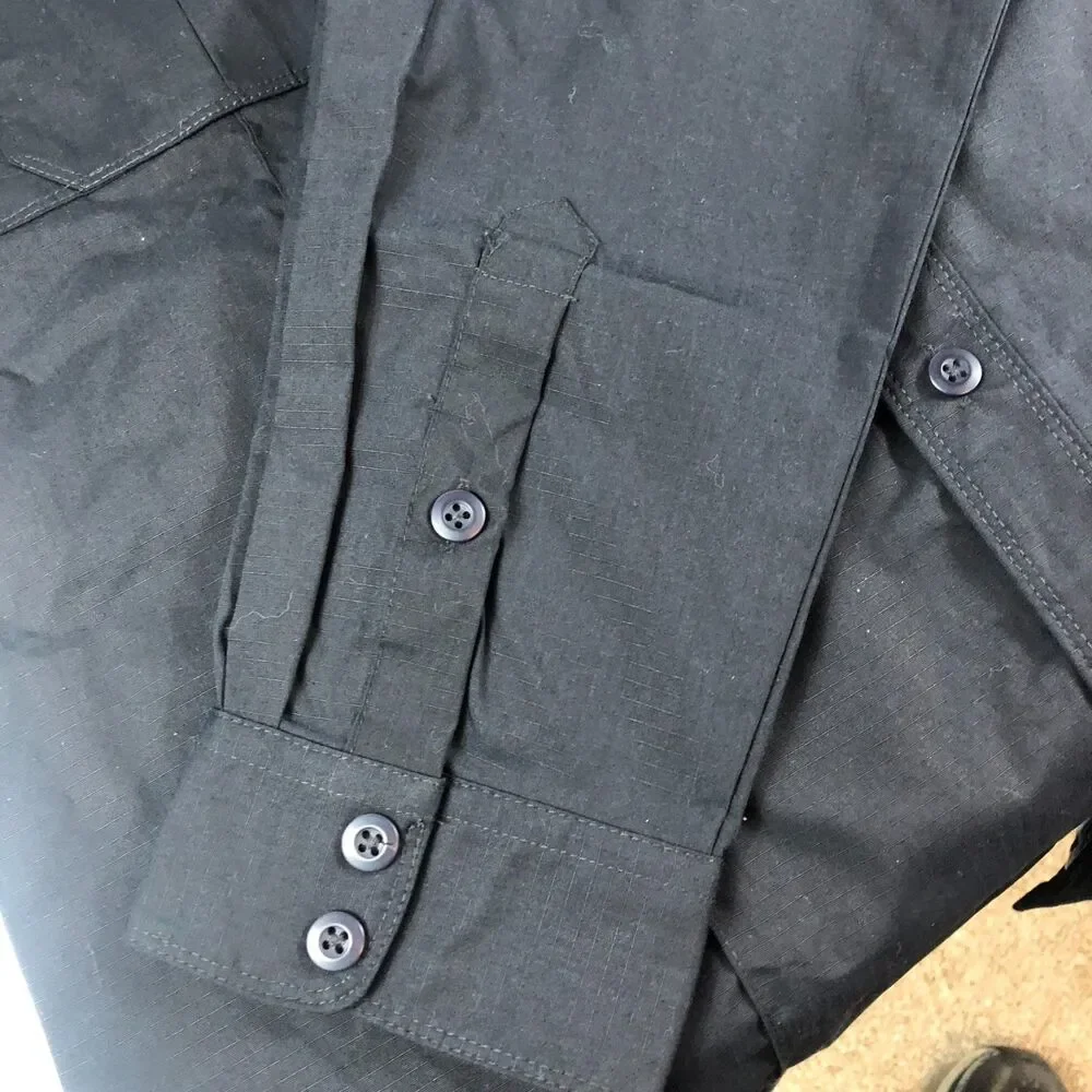NWT Galls Women's G-Flex Class B Convertible Sleeve Shirt Black LG LNG